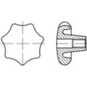 Hvězdicová ovládací matice TOOLCRAFT N/A, 16 mm, Šedá litina, 5 ks