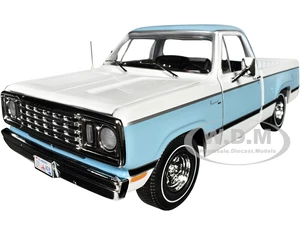 1977 Dodge D100 Adventurer Sweptline Pickup Truck Light Blue and White "American Muscle" Series 1/18 Diecast Model Car by Auto World