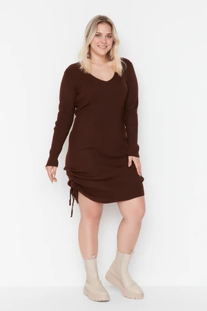 Trendyol Curve Brown Knitwear Dress