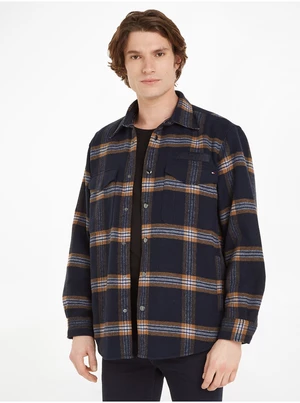 Tommy Hilfiger Men's Navy Blue Tommy Wool Flannel Outer Shirt - Men's