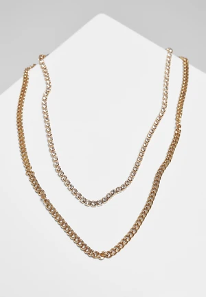 Double-layered gold diamond necklace