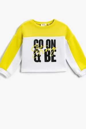 Koton Slogan Printed Color Block Sweatshirt