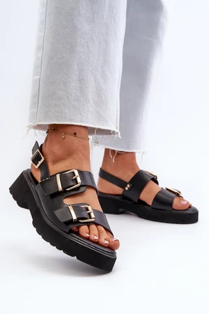 Dámské sandály s přezkami Eko kůže černá Konanttia