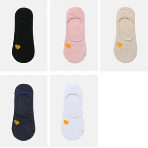 LKWDer 5 Pairs Women's Socks Spring Summer Cotton Shallow Mouth Boat Socks Silicone Non-slip Invisible Korean Cute Female Socks