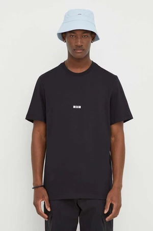 Bavlnené tričko MSGM pánsky,čierna farba,jednofarebný,2000MM500.200002