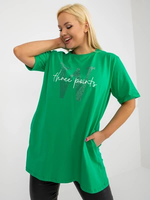 Green long blouse of larger size with pockets