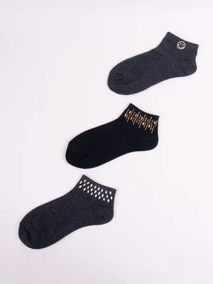 Yoclub Woman's Women'S Socks With Crystals 3-Pack SKS-0001K-000B