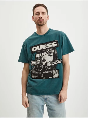 Petrolejové pánske tričko Guess Music
