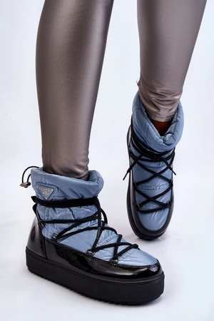 Women's Fashion Snow Lace-up Boots Blue Carrios