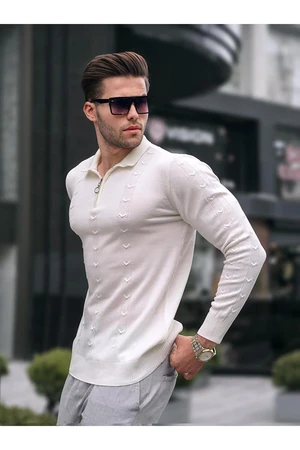Madmext Ecru Zip Detailed Knitwear Sweater 5606