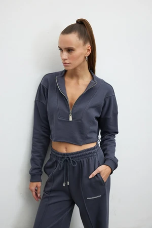 VATKALI Zipper crop sweatshirt