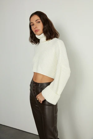 VATKALI Turtleneck Crop Sweater Ecru