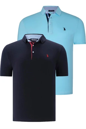 DUAL SET T8582 DEWBERRY MENS T-SHIRT-NAVY BLUE-CYAN