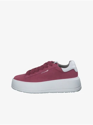 Dark pink women's suede platform sneakers Tamaris - Ladies