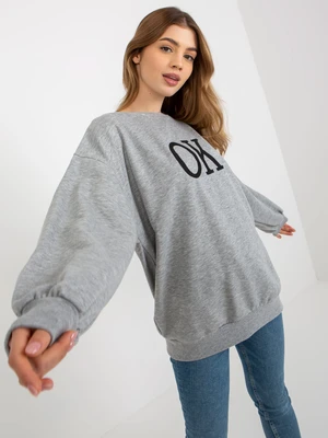 Grey loose oversize hoodie without embroidery