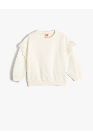 Koton Basic Sweatshirt Ruffled Long Sleeve Crew Neck Raised Cotton
