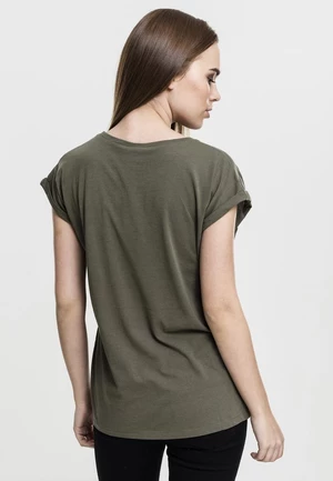 Dámske olivové tričko s predĺženým ramenom