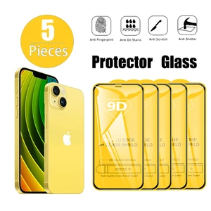 5PCS 9H Hardness Tempered Glass For iPhone14 13 12 11 Pro Max Screen Protector For IPhone X XR XS Max 7 8 Plus Film
