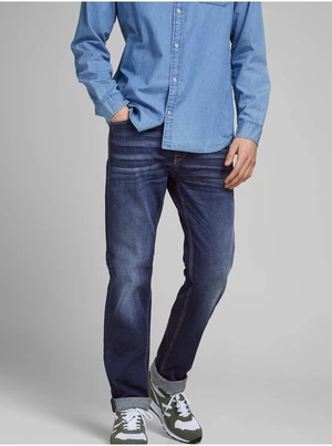 Tmavomodré slim fit rifle Jack & Jones Clark