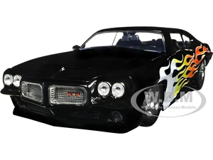 1971 Pontiac GTO Black with Flame Graphics "Bigtime Muscle" Series 1/24 Diecast Model Car by Jada