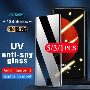 5/3/1Pcs UV Anti-spy Tempered Glass For xiaomi 12 12x 13 11 10 pro 12s Ultra 10s phone Screen Protector UV Glass Protective Film