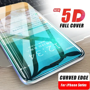 5D Curved 9H Tempered Glass For iPhone X XR XS 11 12 13 Mini 14 15 Pro Max 6S 7 8 Plus SE 2020 Full Cover Screen Protector Film