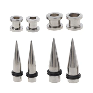 Y1UE 2 Pairs for Creative 7mm and 9mm 316L Stainless Steel Ear Tapers and Tunnels Ear Studs Body Jewelry for Men Women