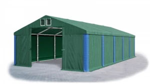 Garážový stan 8x8x4m střecha PVC 560g/m2 boky PVC 500g/m2 konstrukce ZIMA Zelená Zelená Modré,Garážový stan 8x8x4m střecha PVC 560g/m2 boky PVC 500g/m