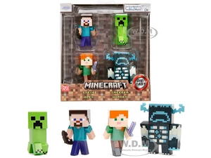Set of 4 Diecast Figures "Minecraft" Video Game "Metalfigs" Series Diecast Models by Jada