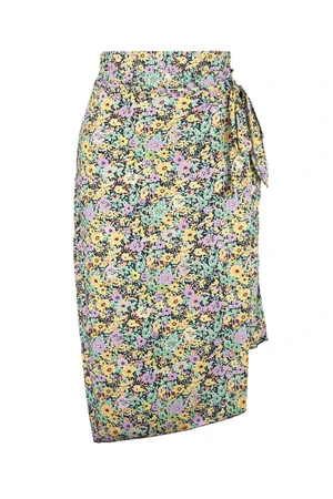 Trendyol Curve Multicolored Floral Patterned Wrap Knitted Skirt