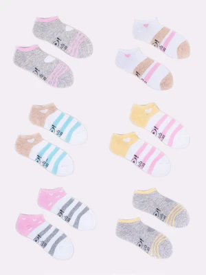 Yoclub Kids's Girls' Ankle Cotton Socks Patterns Colours 6-pack SKS-0008G-AA00-001