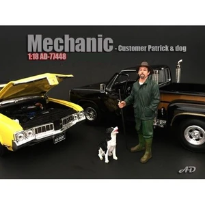 Customer Patrick and a Dog Figurine / Figure For 118 Models by American Diorama