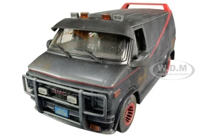 1983 GMC Vandura Black Weathered Version with Bullet Holes "The A-Team" (1983-1987) TV Series 1/18 Diecast Model Car by Greenlight