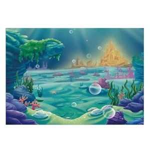 220x150cm 150x100cm Under Sea Mermaid Castle Blue Sea Photography Background CartoonBackdrop Kids Baby Party Decor Pro
