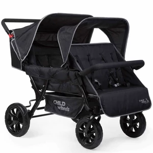 [EU Direct] vidaXL 421145 CHILDHOME Sibling carriage for 4 children black CWTB2 Baby Stroller Portable Travel Children C
