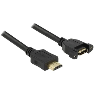 Delock HDMI predlžovací kábel #####HDMI-A Stecker, #####HDMI-A Buchse 1.00 m čierna 85102 možno skrutkovať, pozlátené ko