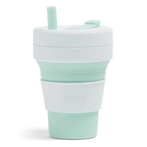 Bielo-zelený skladací hrnček Stojo Biggie Mint, 470 ml