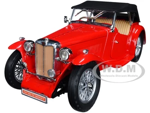 1947 MG TC Midget Red 1/18 Diecast Model Car by Road Signature