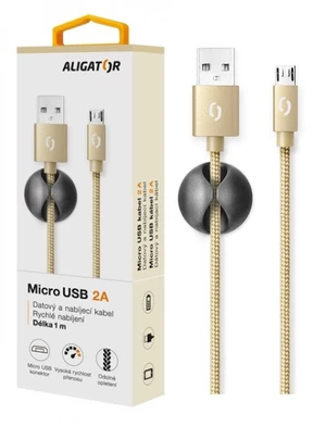 Datový kabel ALIGATOR PREMIUM 2A, MicroUSB, Gold