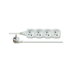 Kábel predlžovací EMOS 4x zásuvka, 3m biely predlžovací kábel do zásuvky • 4× zásuvka • max. 250 V/10 A • max. záťaž 2300 W • prierez vodiča 1 mm² • P