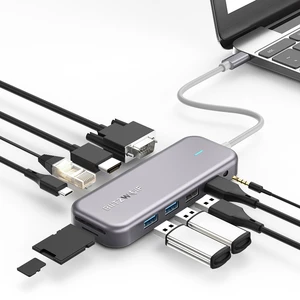 BlitzWolf® BW-TH8 11 in 1 USB-C Data Hub with 100W Type-C PD Power Delivery 2 USB3.0 & 2 USB2.0 4K@30HZ & 1080P@60HZ Res