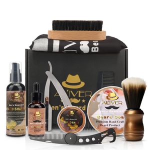 11 in 1 Beard Grooming Kit for Men Brush Comb Balm Shampoo Balm Apron Razor Set