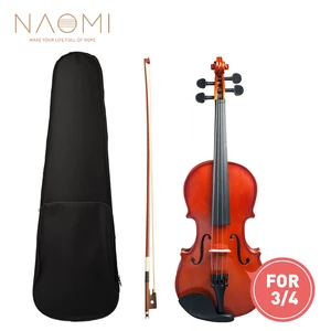 Naomi 3/4 Violin High Gloss/Matte Finishing Violin Student Violin W/Case+Bow For Biginner Violin Learner Natural Color V