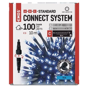 Spojovacie reťaz EMOS 100 LED Standard, 10 m, vonkajšie aj vnútorné, modrá, časovač (D1AB01) svetelná spojovacia reťaz • 100 LED žiaroviek • dĺžka 10 