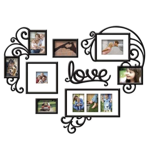 Heart-shape Photo Frames Family Memory Photo Wall Background Pictures Decoration with 8 Photo Frames