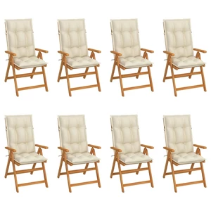 Reclining Garden Chairs with Cushions 8 pcs Solid Teak Wood