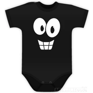 DEJNA Body kr. rukáv  s Tváří - černé, vel. 62 (2-3m)