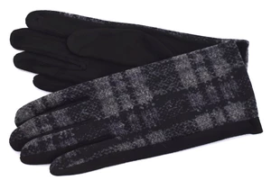 Moderní kárované dámské rukavice - černá