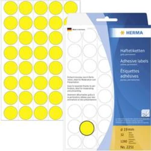Popisovače etiket Herma 2251 papír, Ø 19 mm, žlutá, trvalé 1280 ks