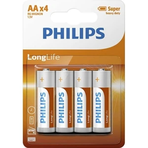 Tužkové baterie AA Philips LongLife LR6 R6L4B